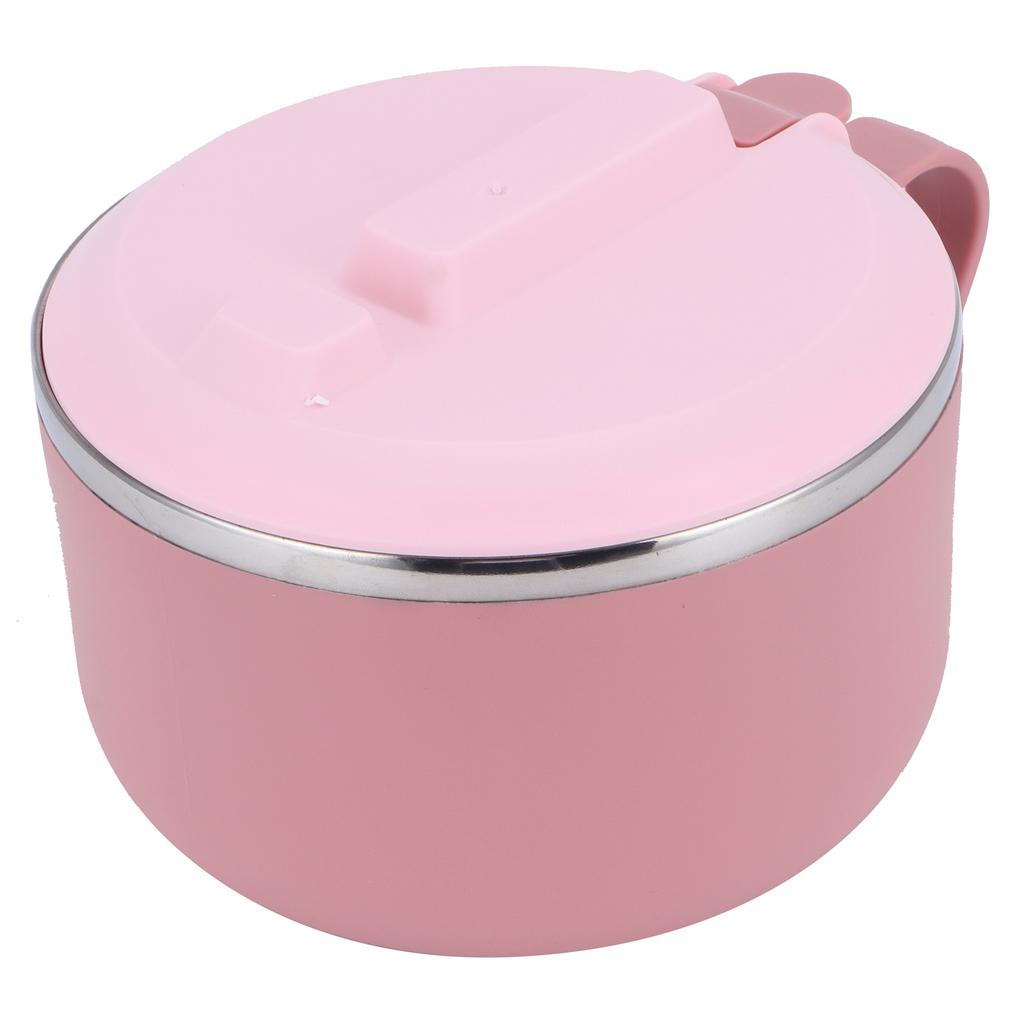 Reisnudelschale mit Deckel 1200ML Verbrühschutz Thermische Lunchbox Küchenutensilien(Rosa )