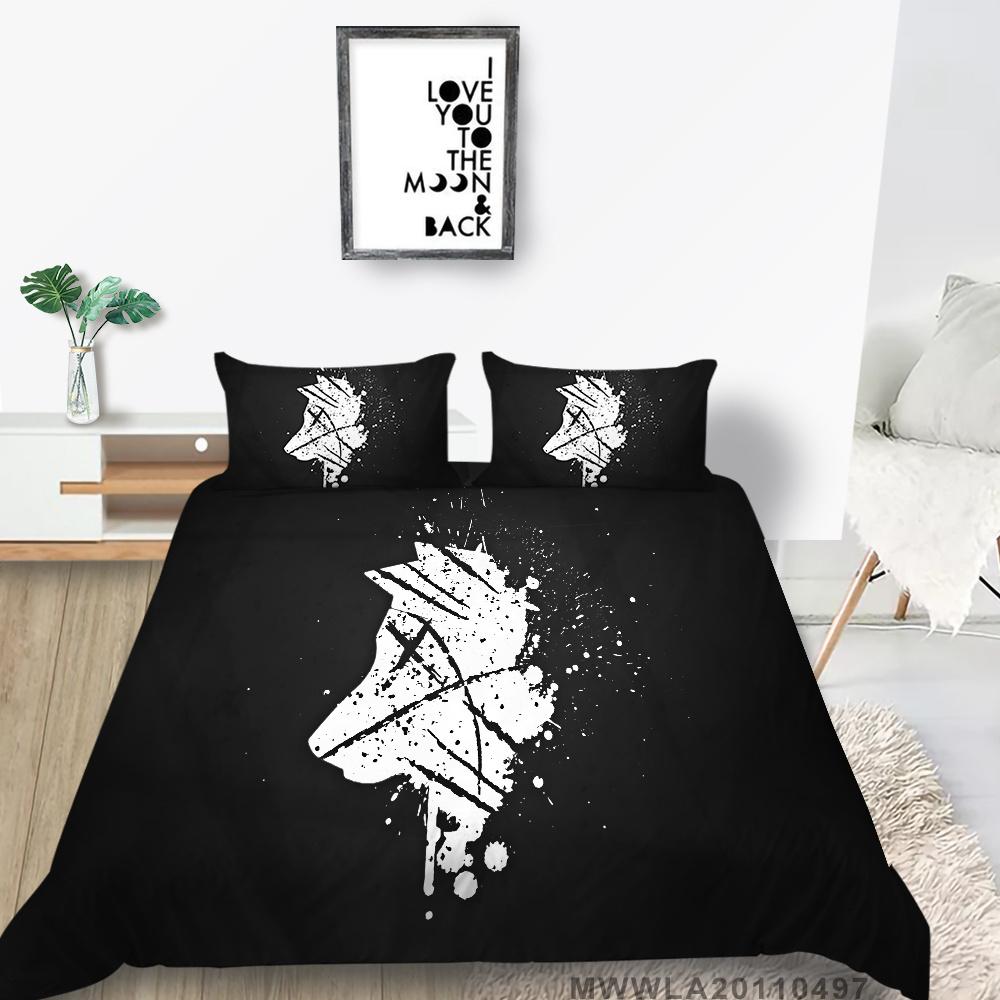 Home Bed Set with Bedding Pillow 2/3 Pcs Duvet Covers Highend 3D Wolf Printed Bedding Suit Home Textiles