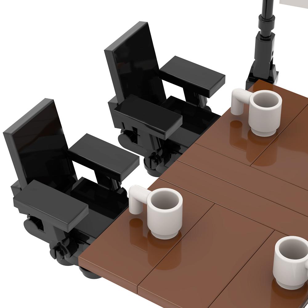 MOOXI City Besprechungsraum 96 Stück MOC Möbelbausteine Schreibtisch-Set Kompatible Actionfiguren Bausteine Spielzeug für Kinder MOC4085