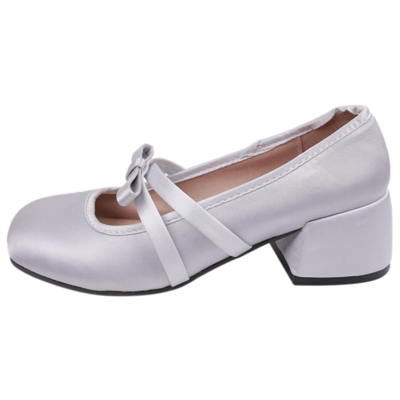 

Розовые французские туфли Мэри Джейн на толстом каблуке женские 2025 новая весна и осень с мелким вырезом балетки с круглым носком мелкий вырез темпераментные одинарные туфли 35 серебряный