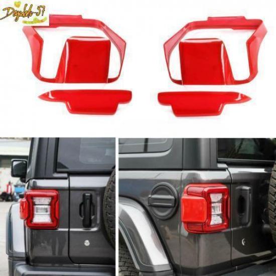 Red For 2018- Jeep Wrangler JL ABS Rear Tail Light Lamp Cover Trim Decor New