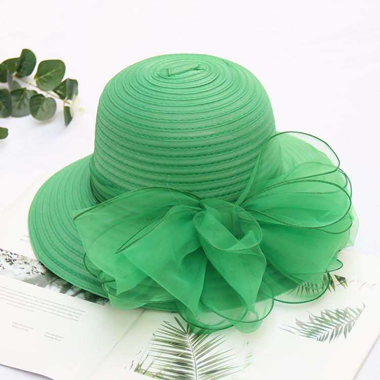 Women Organza Bucket Hats Elegant Bow Church Hats Lightweight Derby Tea Party Hats