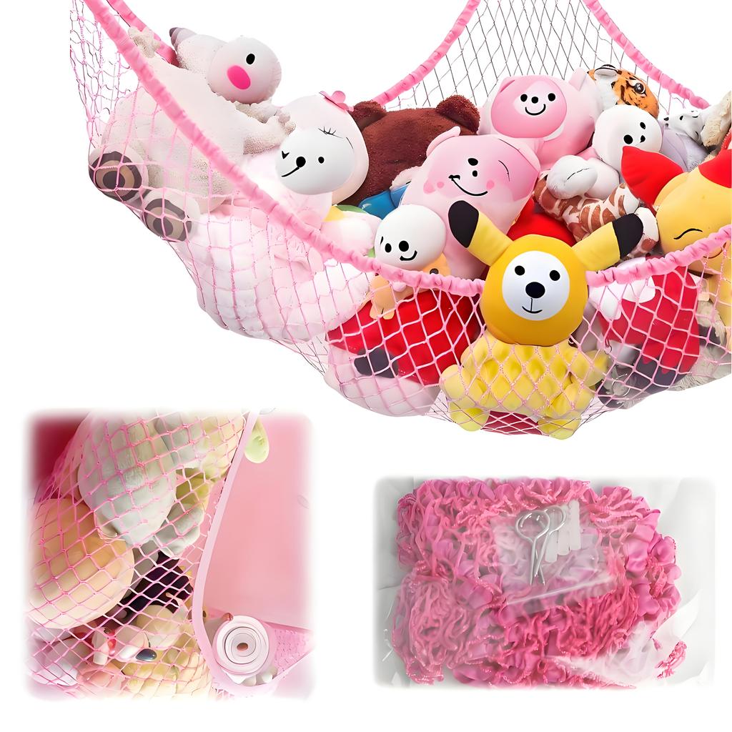 Spacious Soft Toy Hammock - Corner Storage Net for Plush Animals (Available In 4 Colors) - Sturdy Hanging Organizer