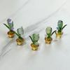 Mini Glass Lily of The Valley Flower with Pot Hand Blown Faux Crystal Flower Figurine for Mother's Day Birthday Table Centerpiece