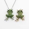 Frog Rose Gold Color Green Crystal Stone Charm Statement Necklaces & Pendants Animal Jewelry For Women Fashion Boho Necklace