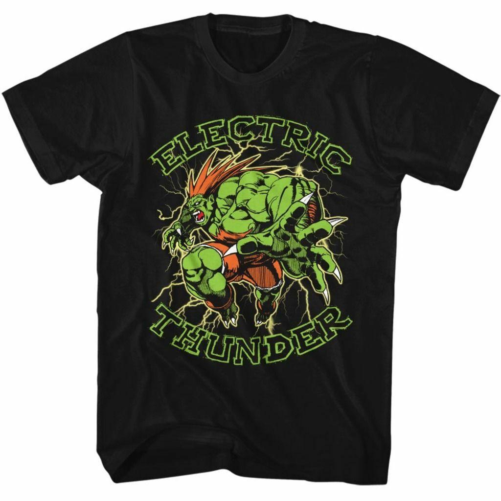 Street Fighter Electric Thunder Black Adult T-Shirt XXXL