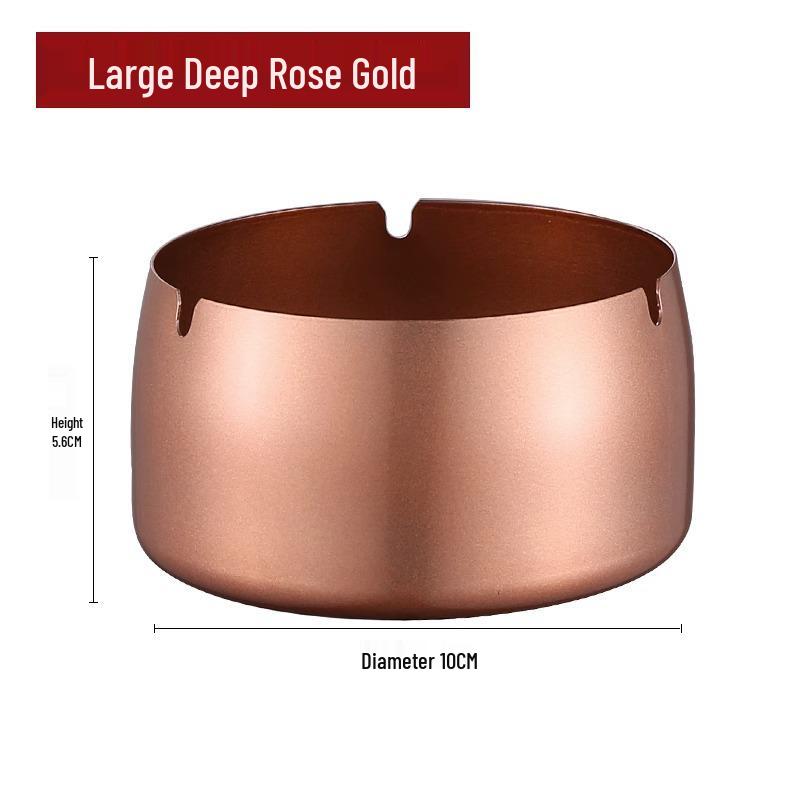 Customized Windproof Stainless Steel Ashtray with Engraved Silk Flower for Bars, Cafes, and Living Rooms