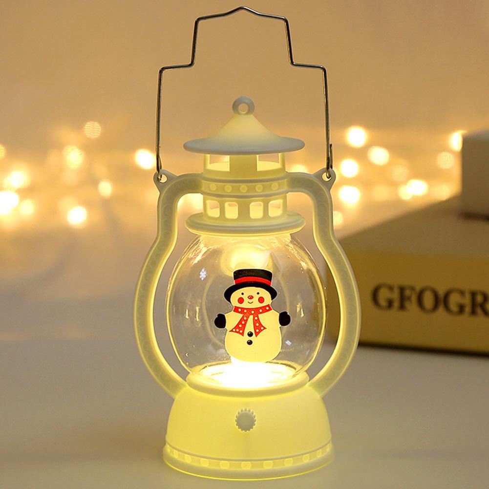 Christmas Portable Lantern Battery Operated Santa Claus Snowman Oil Lamp with Handle Xmas New Year Gifts for Table Decoration