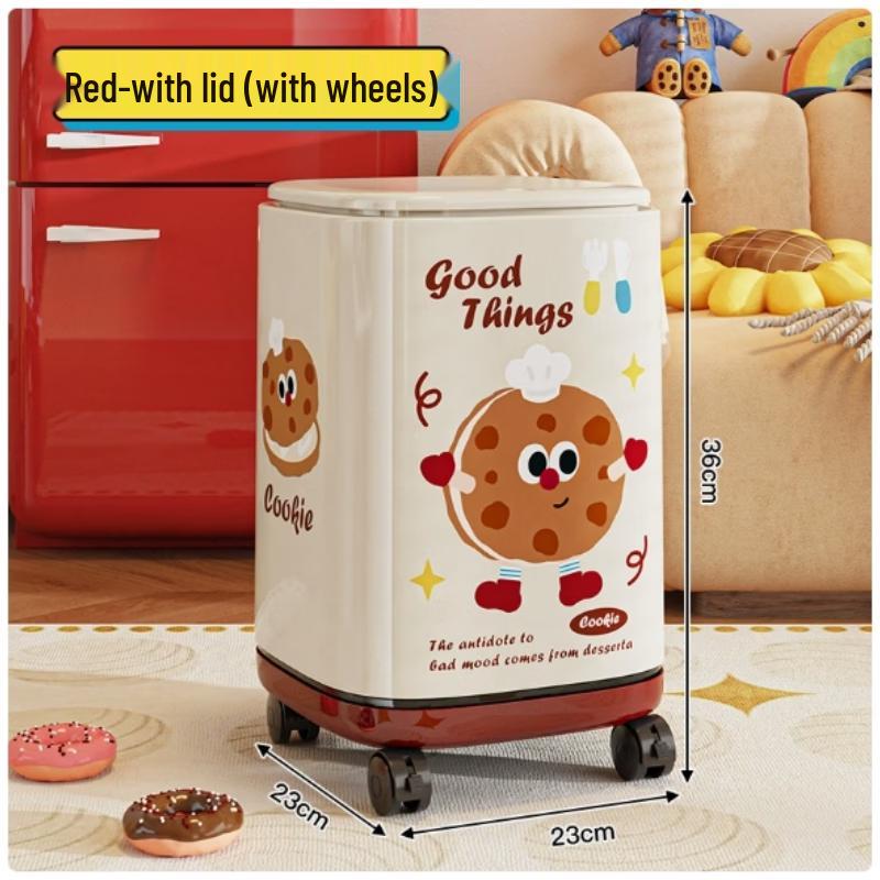 Boyiduo Cartoon Wheeled Trash Can with Lid