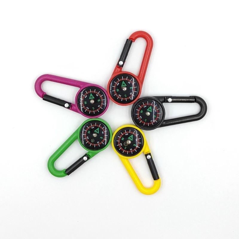 6Pcs Compasses Carabiner Hook ABS Compasses Keychain For Kid Adult Outdoor Hiking Mountaineering Camping Gear Accessory