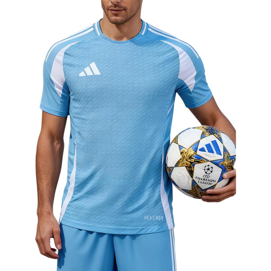 Adidas Heat.Rdy Brand Logo Round Neck Slim Fit Breathable Raglan Short Sleeve Soccer Shirt Unisex Tops Light-Blue JW9911