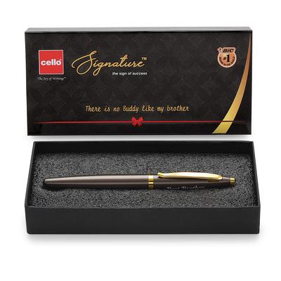 CELLO Signature Premium Metal Pen Best Brother Engraved Rakhi Gift Set For Brother Smooth Writing Gift Box Pack Of 1 India