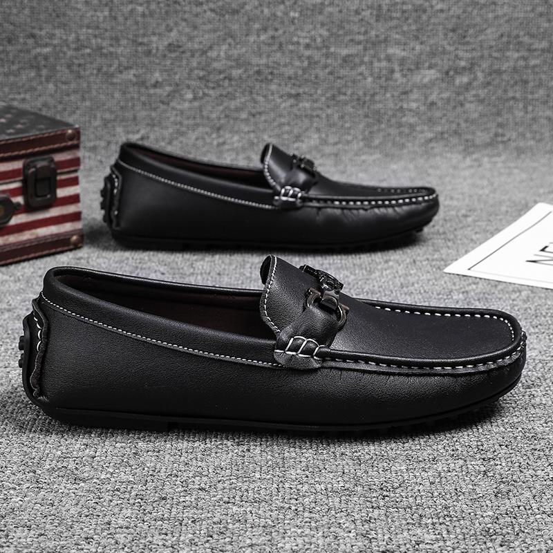 Fashion Italian Mens Shoes Casual Brand Summer Men Loafers Split Leather Moccasins Comfy Penny Shoes Classic Slip On Boat Shoes