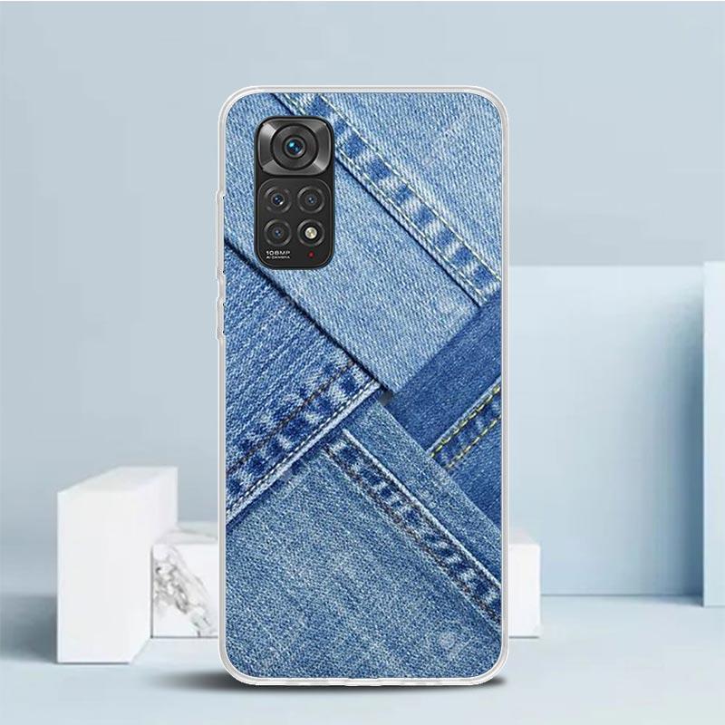 Jeans Cowboy Denim Printed Phone Case For Xiaomi Redmi Note 15 14 14S 13 12S 12 Pro Plus 11S 11 11T 11E 10S 10 + Soft TPU Back C
