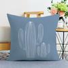 Blue Simple Print Decorative Pillowcase Bedroom Living Room Square Cushion Pillowcase
