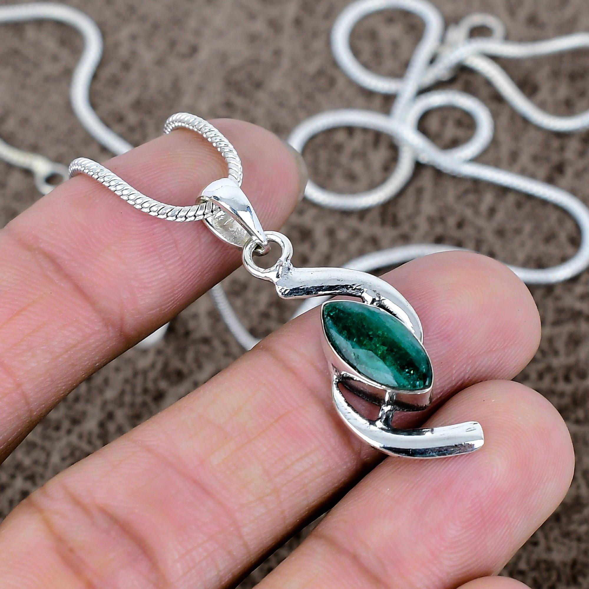 

Green Jade Gemstone Handmade 925 Sterling Silver Jewelry Pendant 1.62 KKG-584