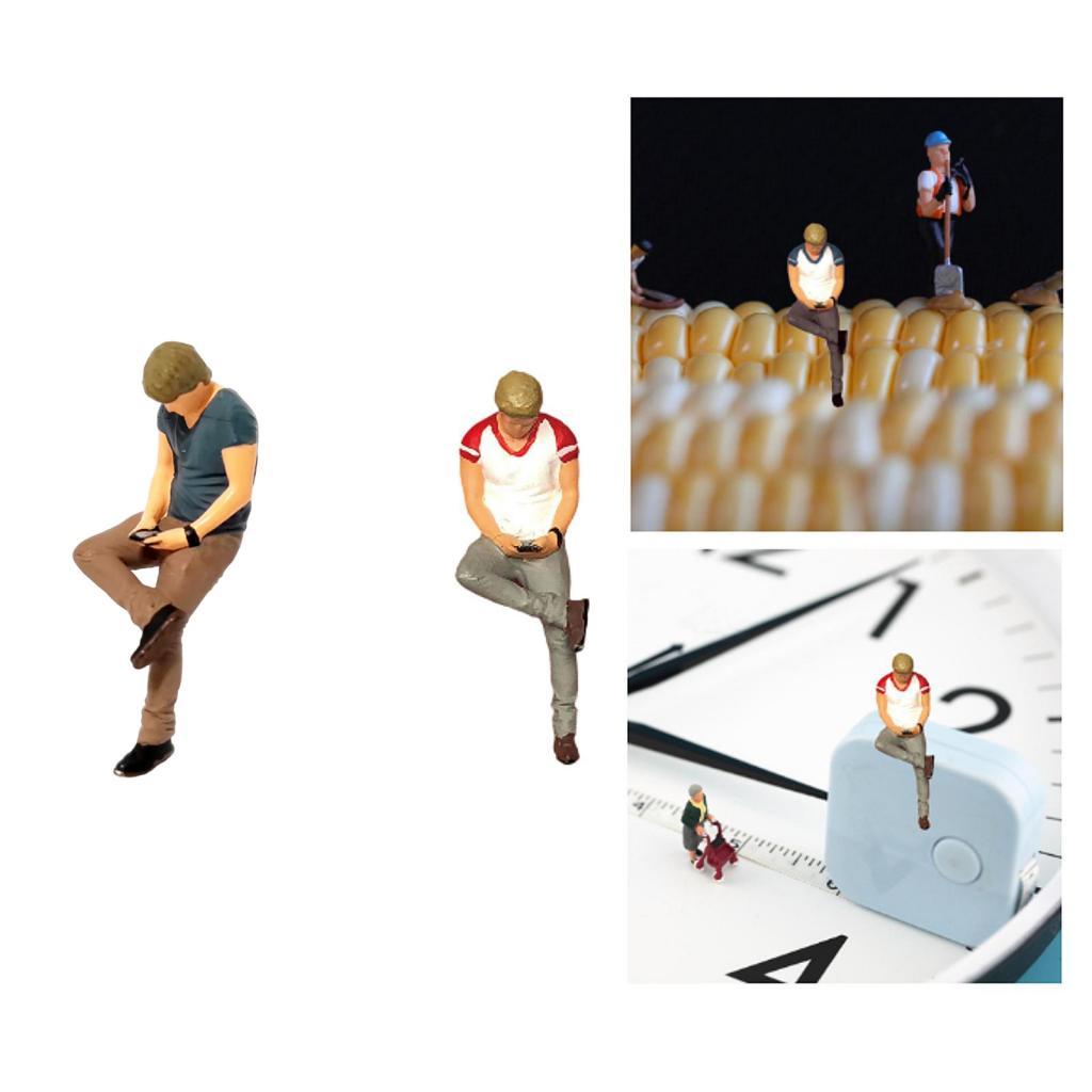 1/64 Fashion Boy Figure Tiny People Model Collection Sand Table Ornament Mini Crafts for Scenery Landscape Diorama Dollhouse