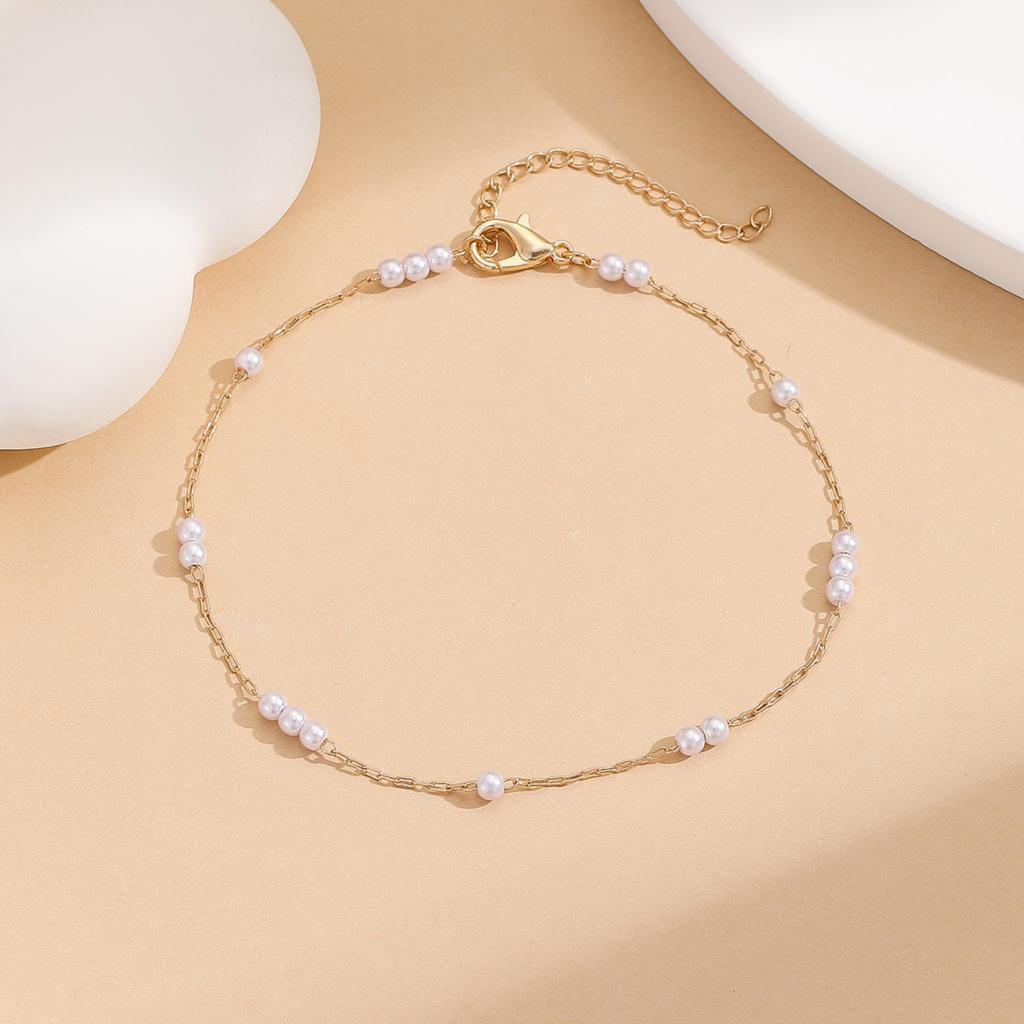 

Kinitial Exquisite and fashionable laser plated ankle chains, fresh water small pearls as an anniversary gift for her