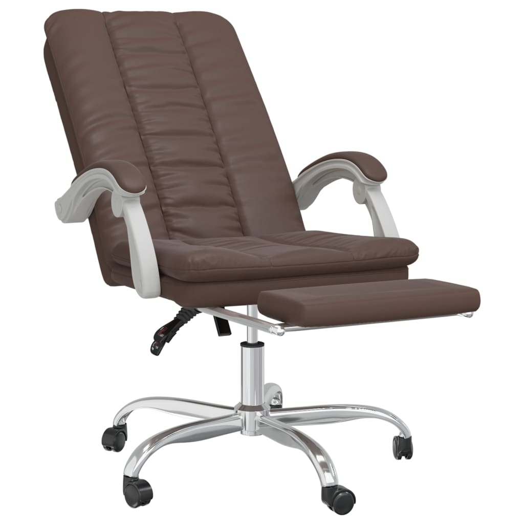 Vidaxl Foldable Office Chair, Brown, Faux Leather