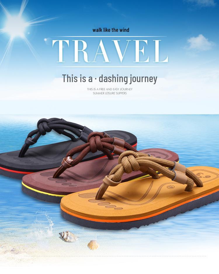 Men's Non-Slip Summer Flip-Flops: Vietnam Beach Sandals for Couples