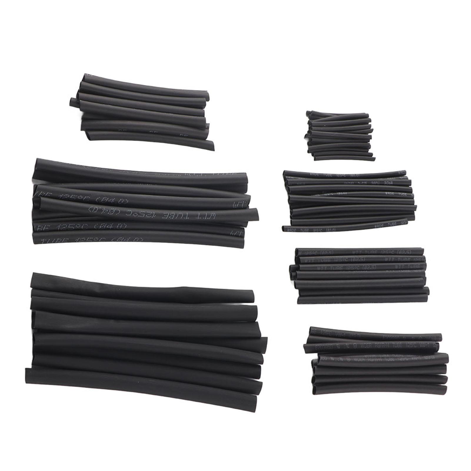 

200 Psc Black Heat Shrinking Tube Set 2:1 Shrinking Ratio 10.4MPa 70~110 celsius Shrinkage Temp