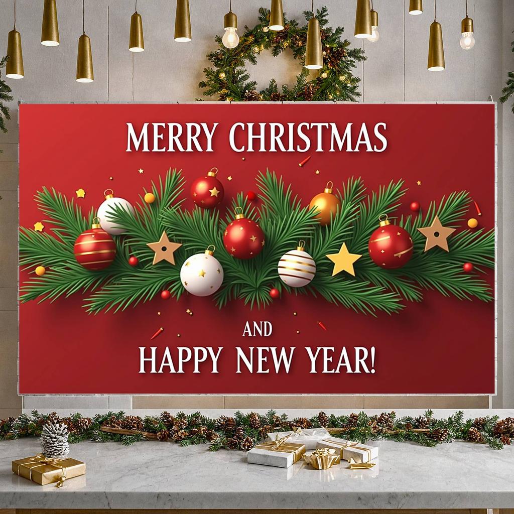 New Year Decoration Banner Festive Design Xmas Banner Happy New Year Banner Star Decorations For Indoor Decor Festive Gathering