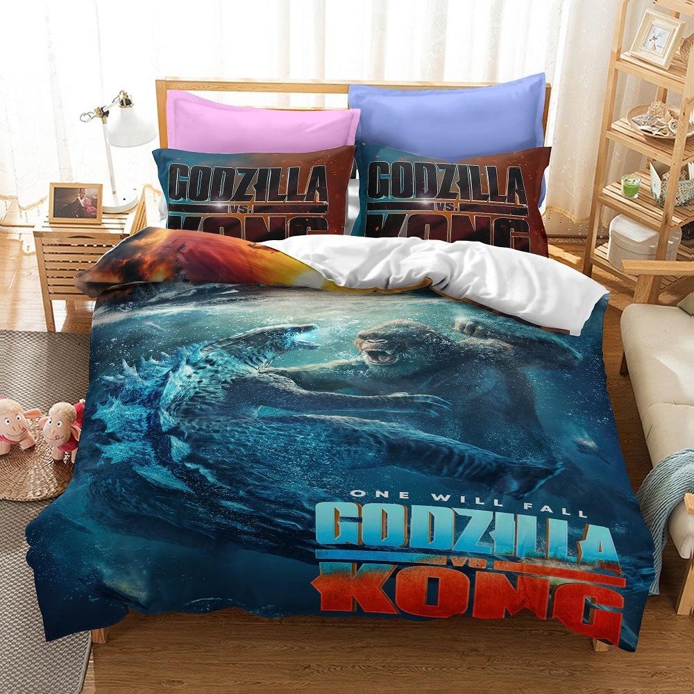 3D Printen Monsters G-Godzillas Beddengoed SetVS KingKongs Dekbedovertrek Set met Kussensloop 2/3 delig Dekbedovertrekken Twin Queen Enkel