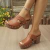 Women's Summer Peep-Toe Chunky-Heel Thick-Soled Slide Sandals, Versatile Open-Toe Casual Footwear.