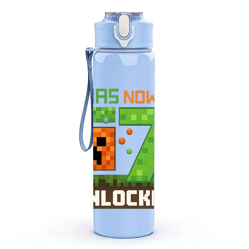 1PC I Was Now Six Seven Unlocked 750ml Color Plastic Sports Water Bottle Leakproof Flip Straw Lid Suitable for Sports Office Home Use
