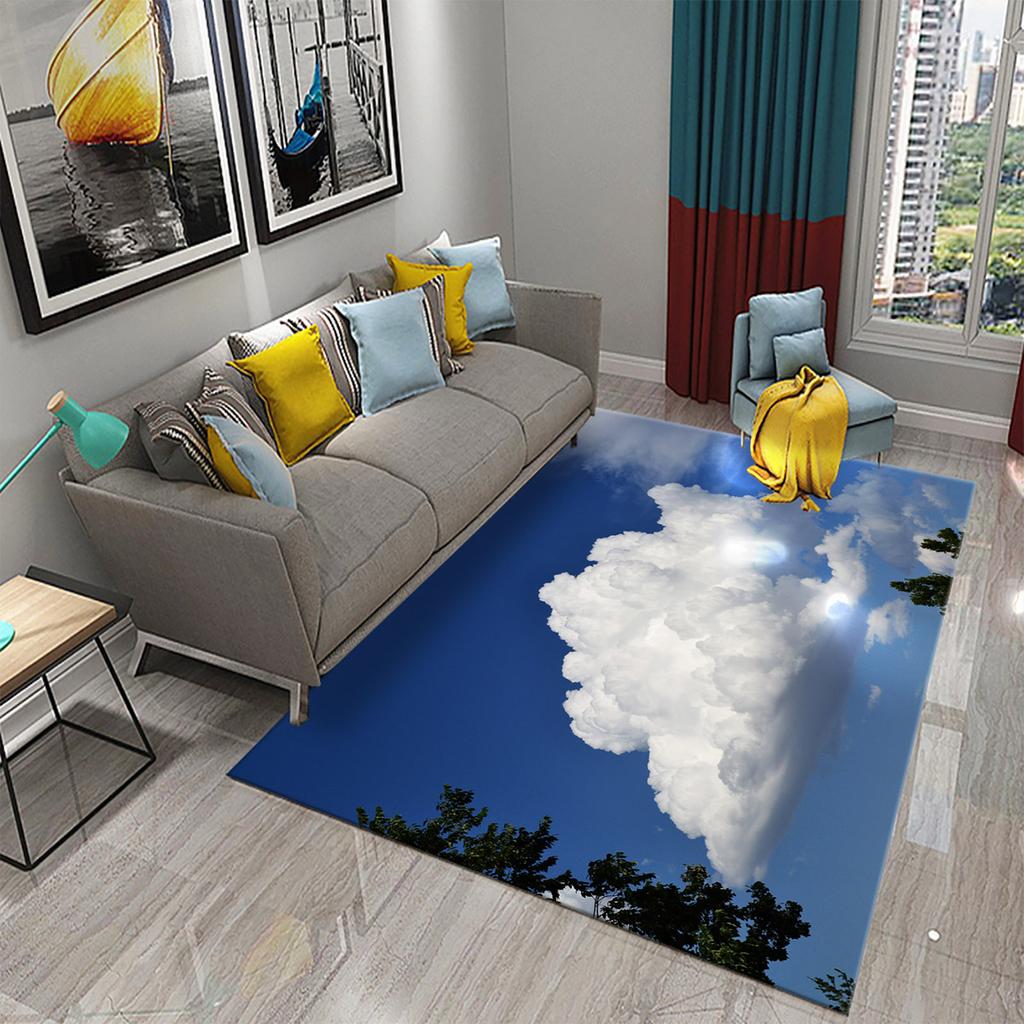 Cloud Carpet Blue Sky White Clouds Rainbow Rugs Doormat Anti Slip Floor Carpet Bathroom Kitchen Rugs Bathroom Living Room Decor