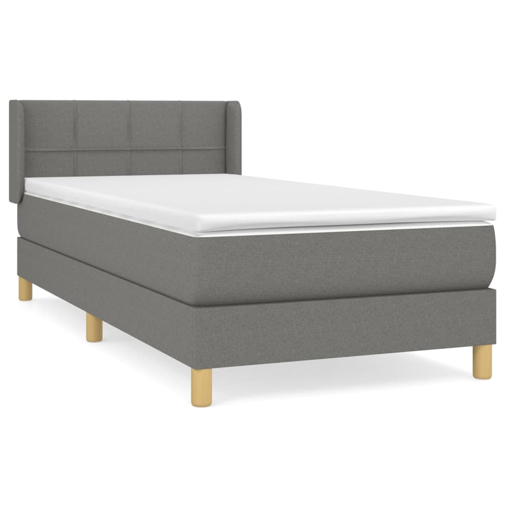 Box Spring Bed with Mattress Dark Gray 80x200 cm Fabric