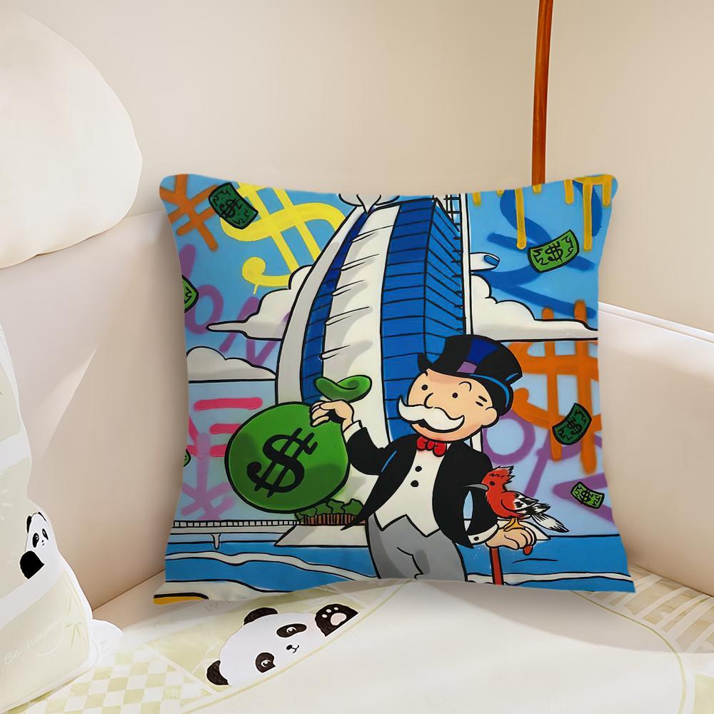 Art DDollar MMonopoly cushion cover Pillow Case Plush Fabric Soft Double Sided Print Sofa Cushion Cover Throw Pillow Covers