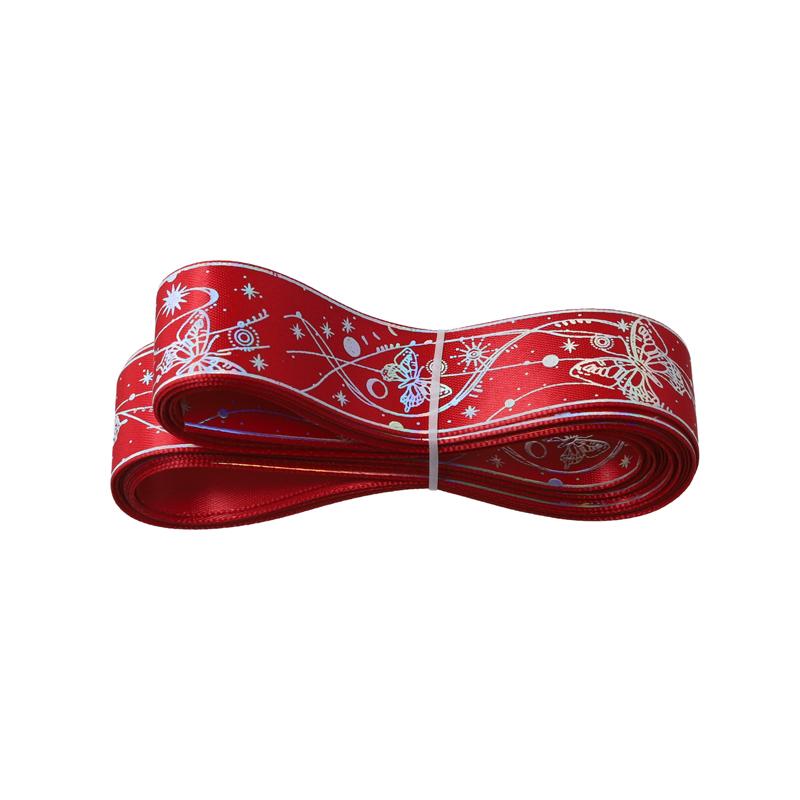 1 Roll DIY Hot Stamping Material Printed Pattern Butterfly Ribbon Creative Hot Stamped Ribbon Lace Accessories 2.5x450cm