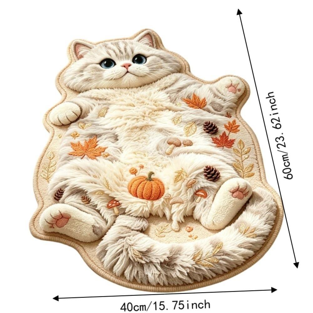 2D Cat-Shaped Area Rug Non-Slip Cartoon Carpet Cute Home Decor Carpet  Living Rooms