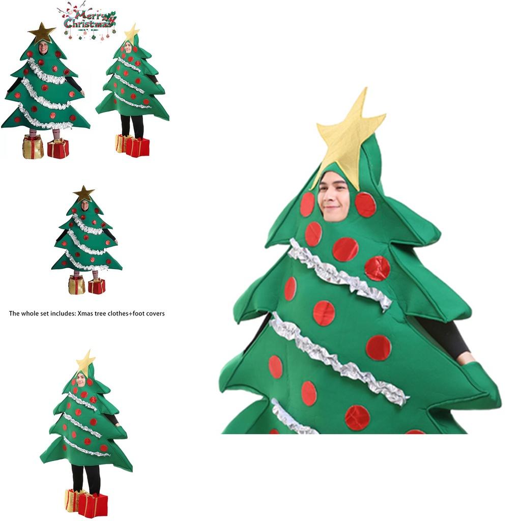 Christmas Xmas Tree Corduroy Outfit Cosplay Costume Funny Clothes Unisex Adults