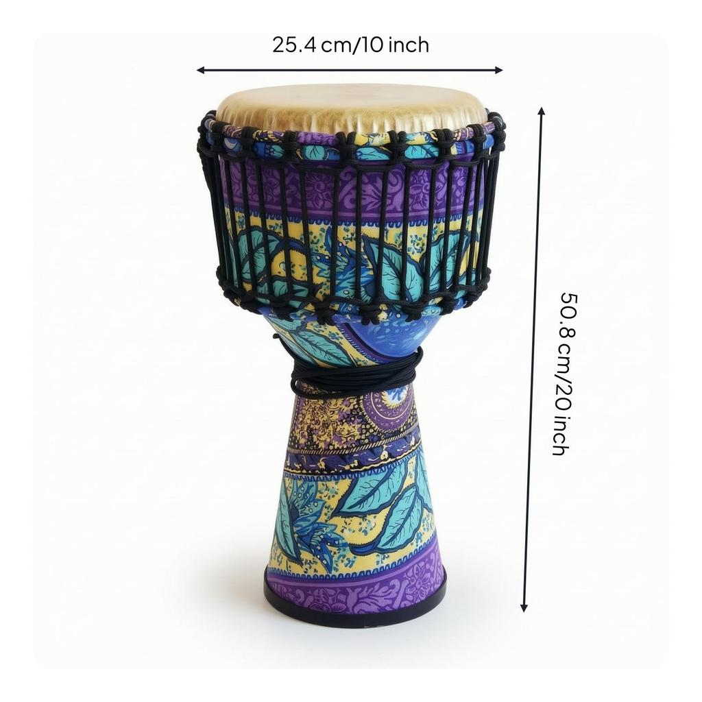 Djembe with Carrying Bag Rope-Tuned Portable for Music Lessons, Beginners