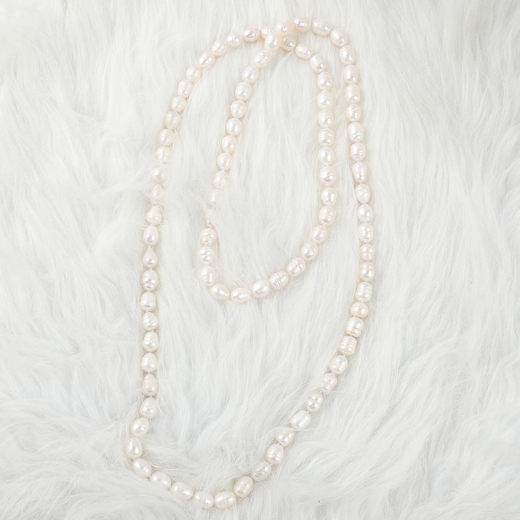 Natural Freshwater 10/11mm Large Threaded Pearl Beaded Sweater Chain Layered Wear Hand-knotted Necklace Strands Fashion Jewelry