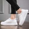 BKQU Leather Women's White Casual Shoes Woman Vulcanized Sneakers Slip on Sports Shoes Walking Running Platform Flats Footwear