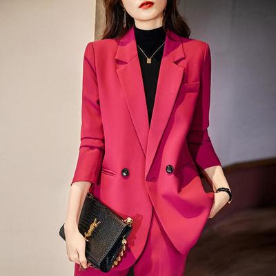 Trilomann Women's Slim-Fit Long Sleeve Blazer & Pants Suit Set