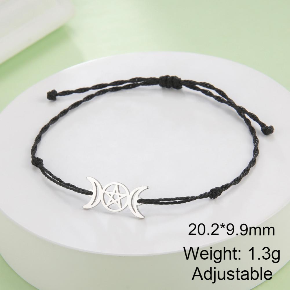 Dawapara Triple Moon Wiccan Anklet Bracelet Crescent Moon Pentagram Goddess Symbol Stainless Steel Bracelet Vintage Jewelry