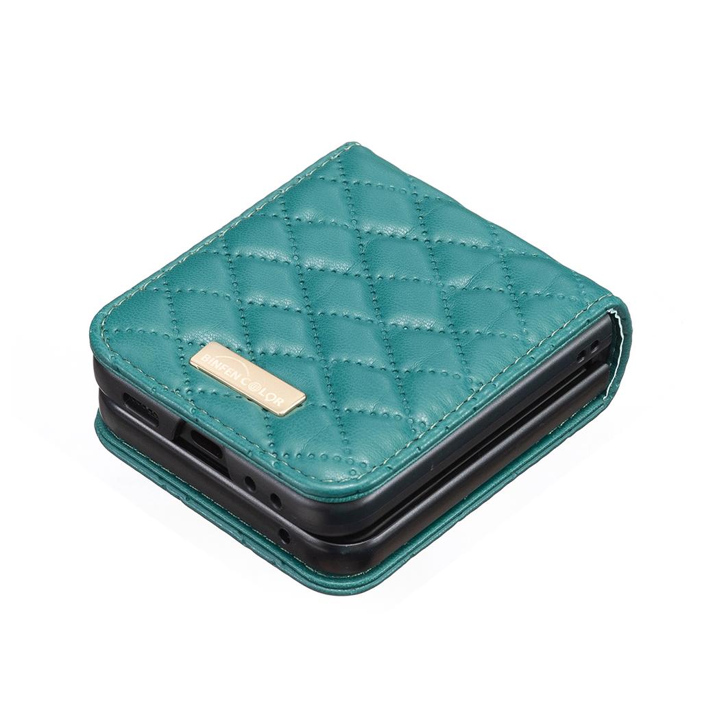 For Samsung Galaxy Z Flip7 5G Case BINFEN COLOR Rhombus PU Leather Folding Phone Cover