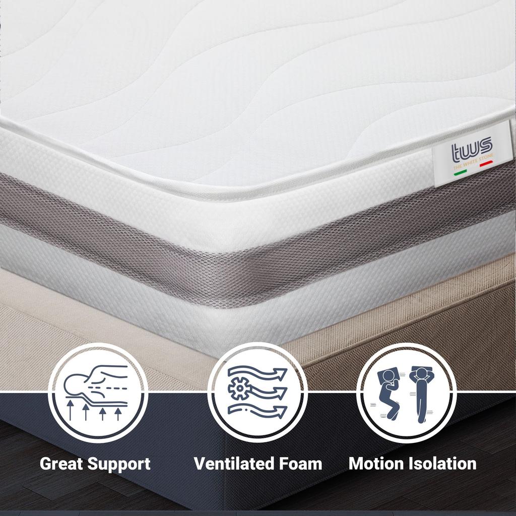 The White Stone Antibacterial Foam Mattress | Height 20 Cm | Hypoallergenic 3D Air Cover