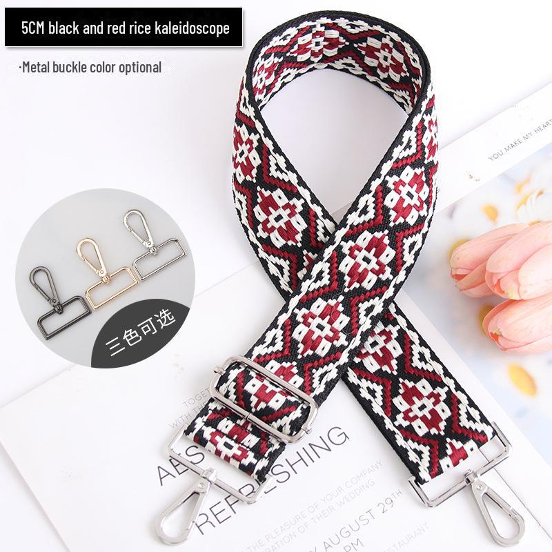 5CM Adjustable Multi-Color Women's Bag Strap - Kaleidoscope Pattern, Wide, Cross-Body