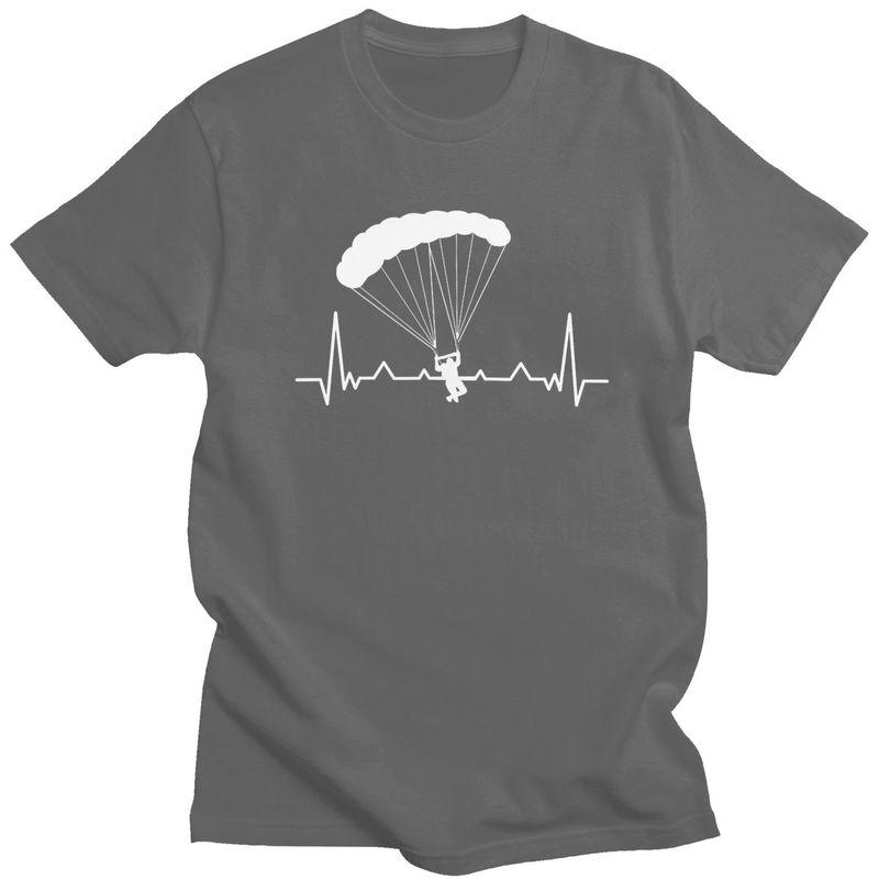 Custom Heartbeat Paraglider Extreme Sports Adventure Paragliding Tshirts for Men Short Sleeve Casual T Shirt Skydiving Tshirts