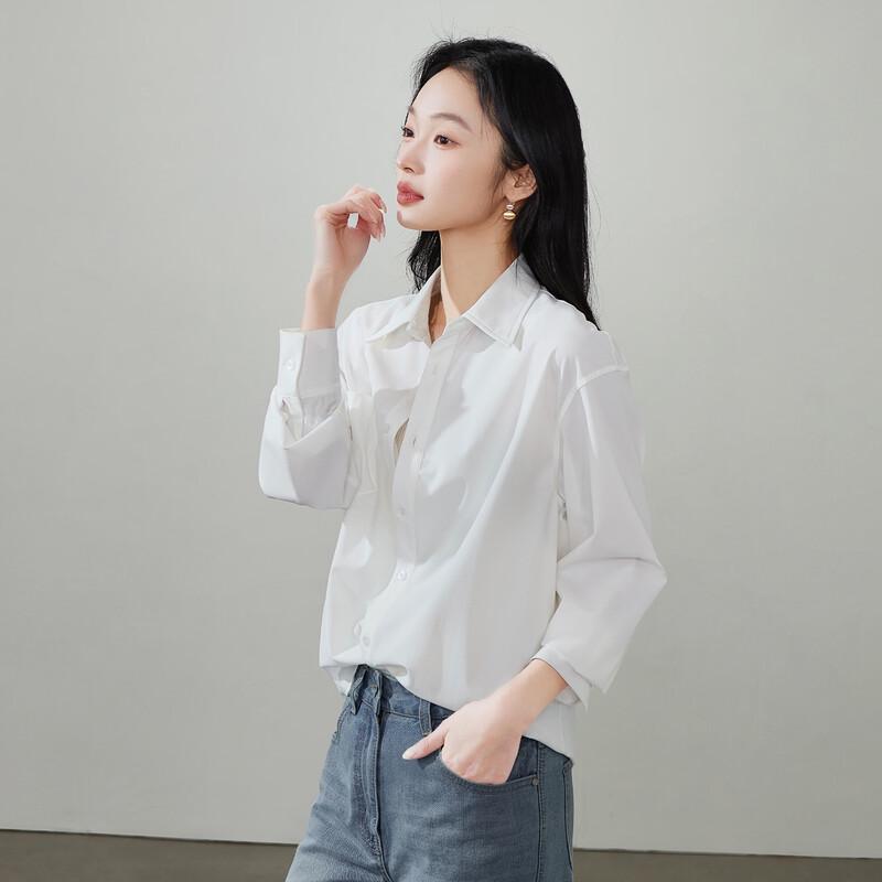 SOFSIL Women s 2026 Spring Lapel Long Sleeve Shirt S