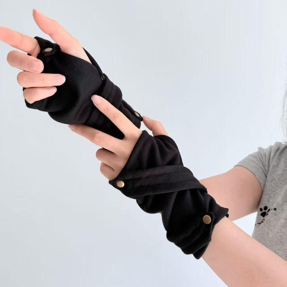Snap-Button Closure Half Finger Gloves Decorative Design Hip Hop Gloves Dance Performance