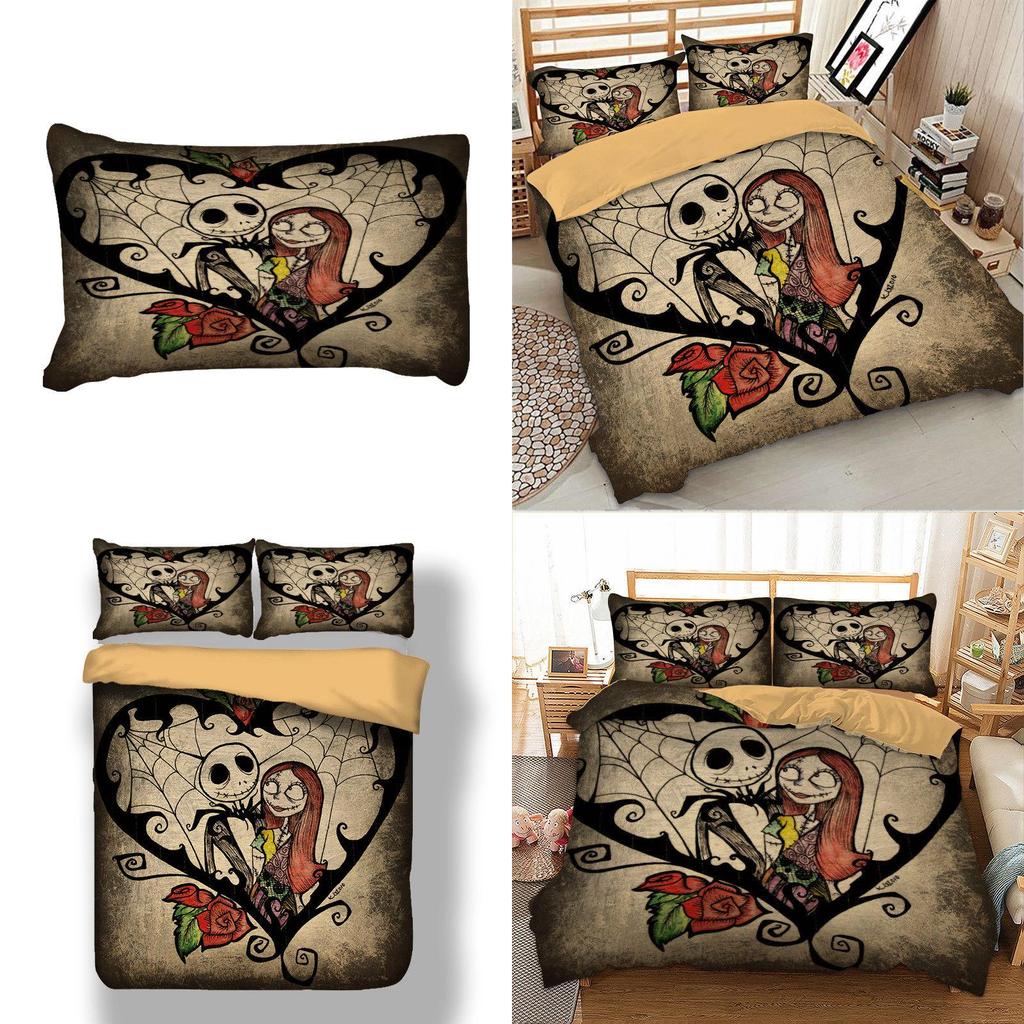 Luxurious Nightmare Before Christmas Duvet Cover With Pillow Cases Quilt Cover Bedding Set For Halloween Enthusiasts