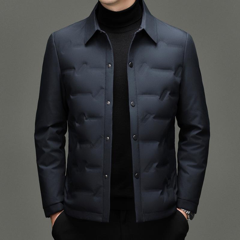 Men s Trendy Lightweight Casual Down Jacket with Lapel 2XL