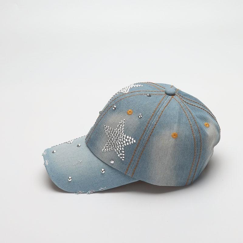 Denim Baseball Cap Women Summer Fall Sunshade Fashion Star Shinning Cap Female Hat Casual Adjustable Snapback Gorro