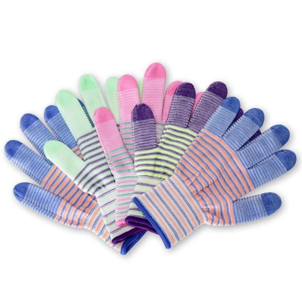 Breathable, Knitted, Protective Gloves, Striped, Anti Slip Gloves, Wear-resistant, Work Gloves, High Elasticity, Nylon Gloves
